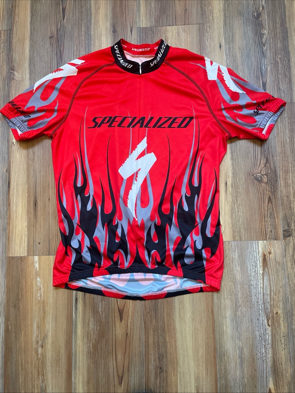 Specialized men’s Red and Black Flame Cycling Jersey- large